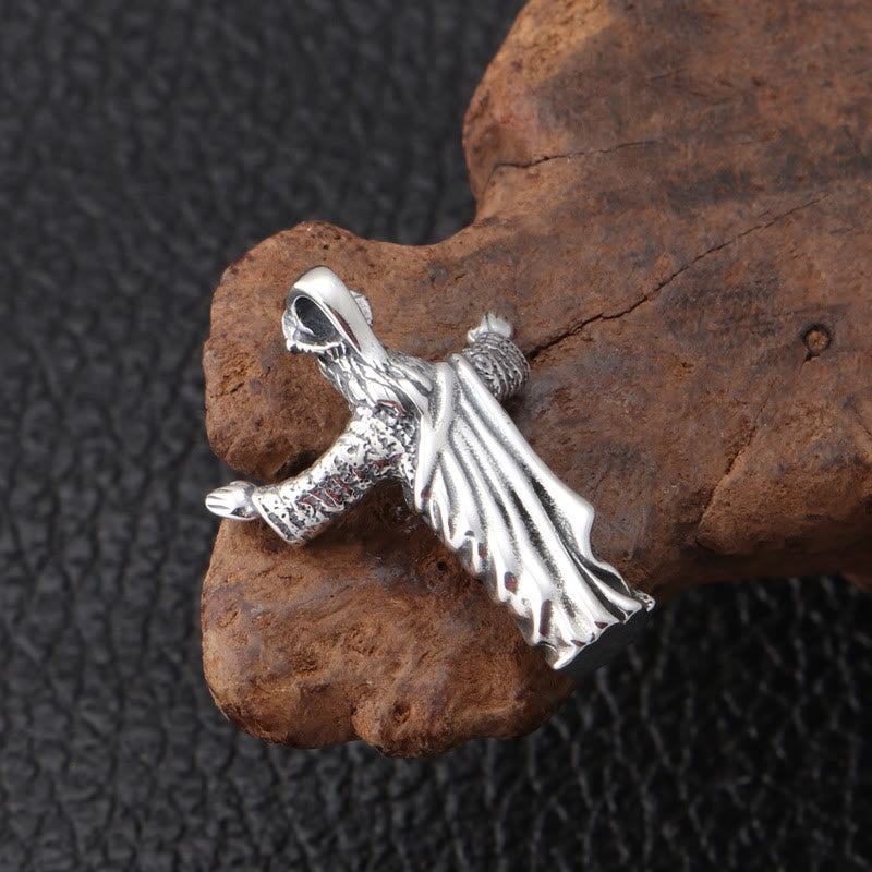 Collana con ciondolo in argento sterling raffigurante Gesù in stile retrò e vecchio stile Christianartworkshop - image 3