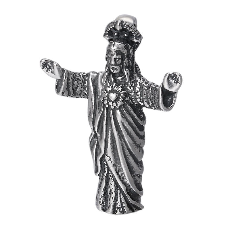 Collana con ciondolo in argento sterling raffigurante Gesù in stile retrò e vecchio stile Christianartworkshop - image 4