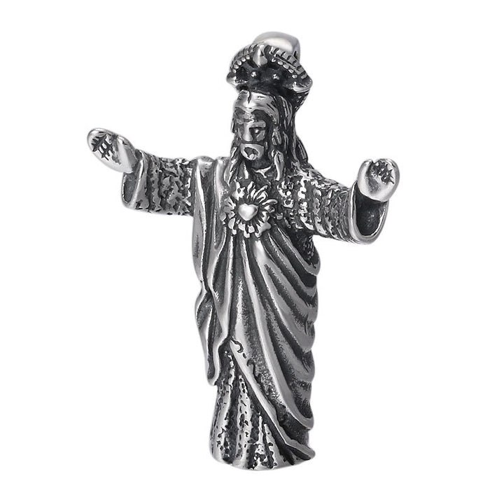 Collana con ciondolo in argento sterling raffigurante Gesù in stile retrò e vecchio stile Christianartworkshop - image 4