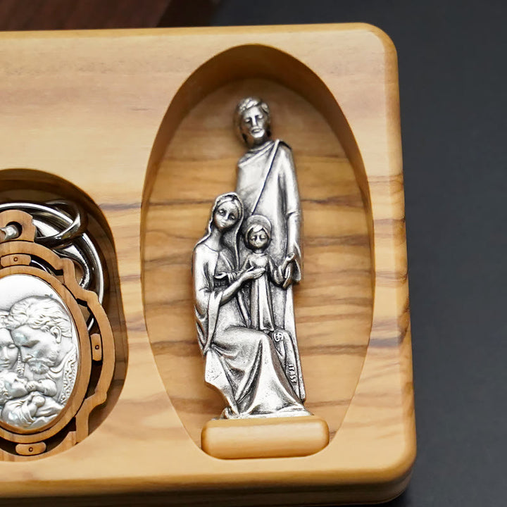 Set di rosari della Sacra Famiglia in legno d'ulivo, devozionale e fatto a mano da Christianartworkshop - image 3