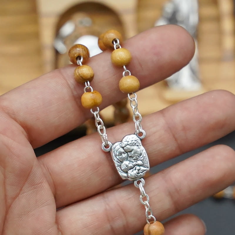 Set di rosari della Sacra Famiglia in legno d'ulivo, devozionale e fatto a mano da Christianartworkshop - image 2