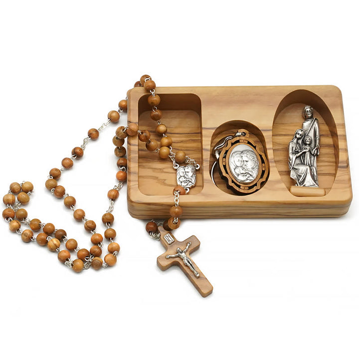 Set di rosari della Sacra Famiglia in legno d'ulivo, devozionale e fatto a mano da Christianartworkshop - image 8