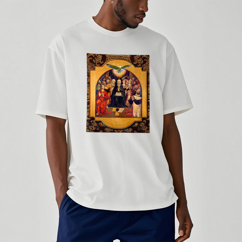 Christianartworkshop Maglietta a maniche corte in stile classico con lo Spirito Santo, gli Apostoli, la Vergine Maria - image 6