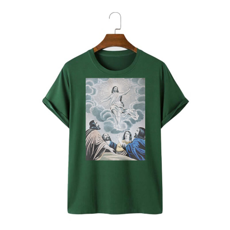 Christianartworkshop Maglietta a maniche corte in stile classico The Ascension - Verde scuro - 2XL - image 10