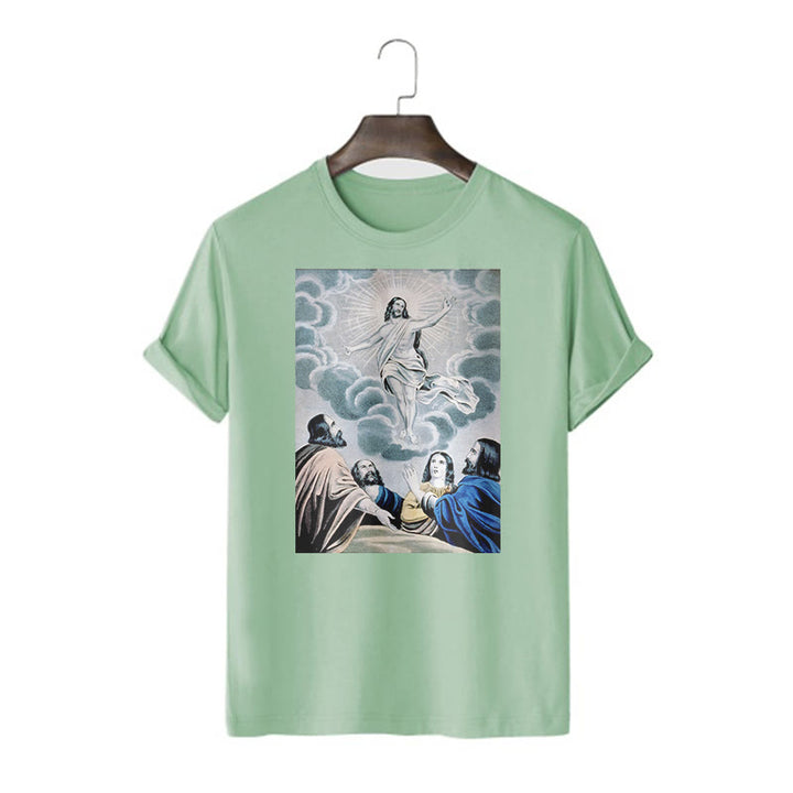 Christianartworkshop Maglietta a maniche corte in stile classico The Ascension - Verde chiaro - 2XL - image 12