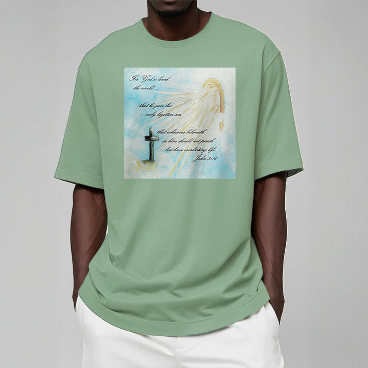 Christianartworkshop Maglietta a maniche corte in stile classico "Per Dio ha tanto amato il mondo" - image 13