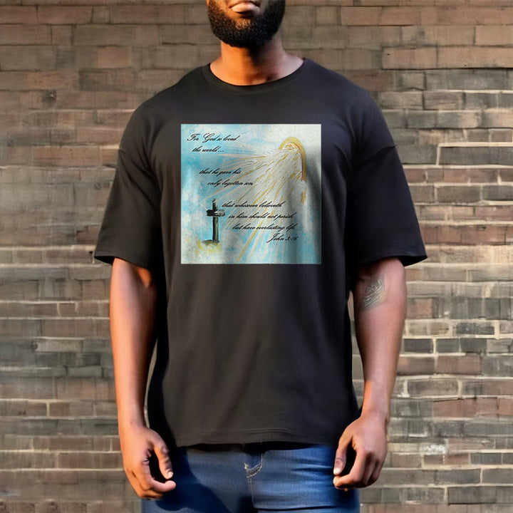 Christianartworkshop Maglietta a maniche corte in stile classico "Per Dio ha tanto amato il mondo" - image 6