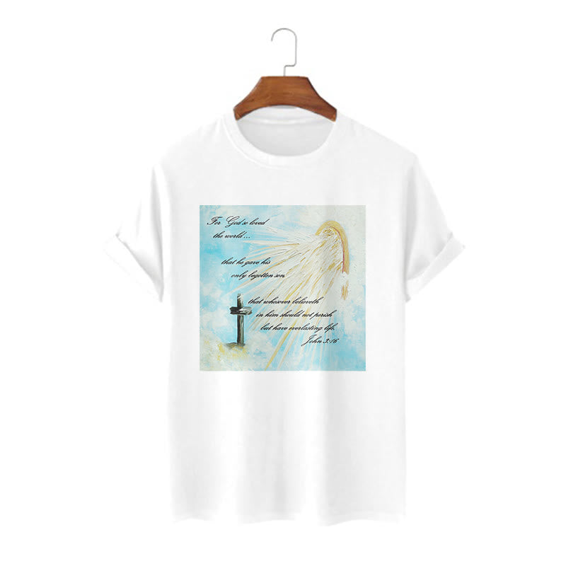Christianartworkshop Maglietta a maniche corte in stile classico "Per Dio ha tanto amato il mondo" - Bianco - 2XL - image 1