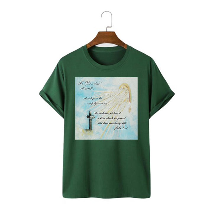 Christianartworkshop Maglietta a maniche corte in stile classico "Per Dio ha tanto amato il mondo" - Verde scuro - 2XL - image 10