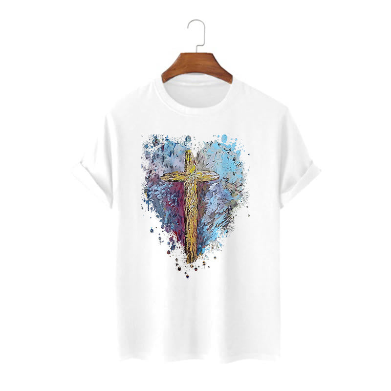 Christianartworkshop Maglietta a maniche corte con scritta "Incrocia il mio cuore" in stile classico - Bianco - 2XL - image 0