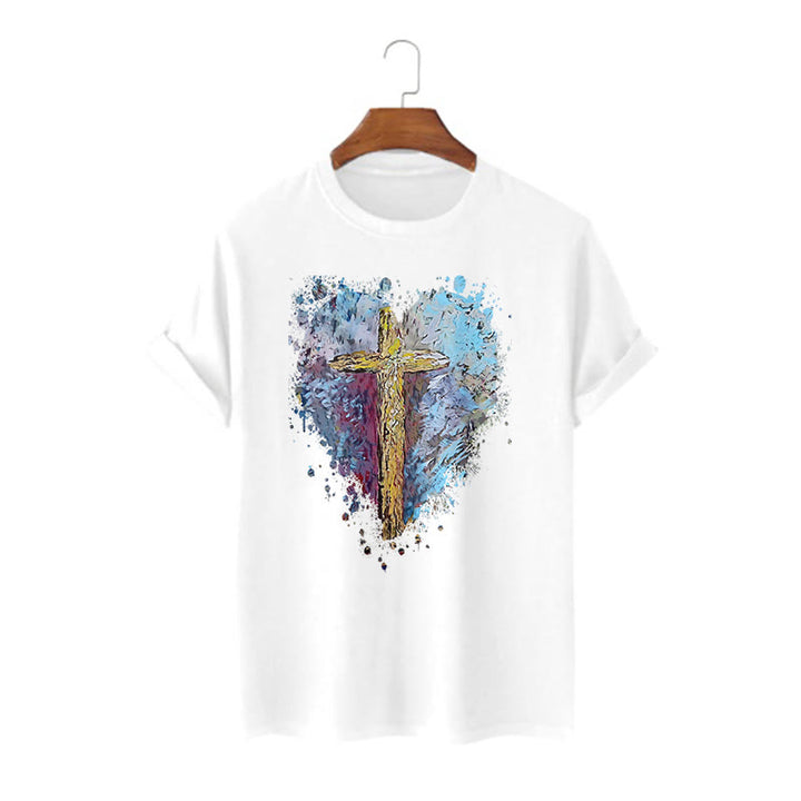 Christianartworkshop Maglietta a maniche corte con scritta "Incrocia il mio cuore" in stile classico - Bianco - 2XL - image 0
