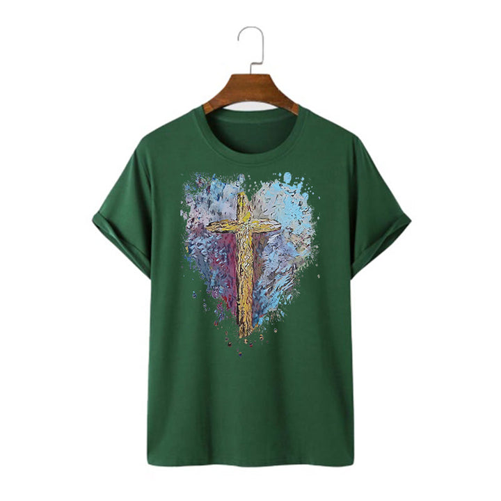 Christianartworkshop Maglietta a maniche corte con scritta "Incrocia il mio cuore" in stile classico - Verde scuro - 2XL - image 9