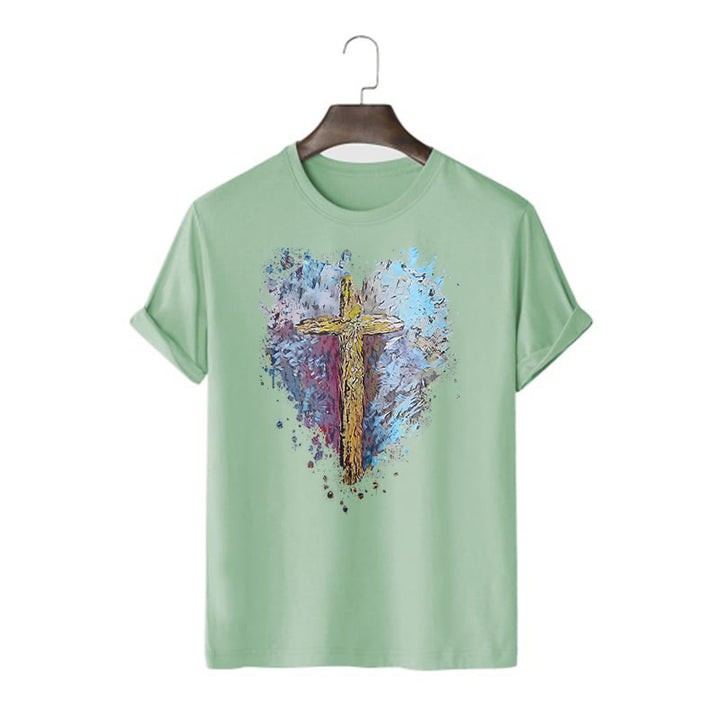 Christianartworkshop Maglietta a maniche corte con scritta "Incrocia il mio cuore" in stile classico - Verde chiaro - 2XL - image 11