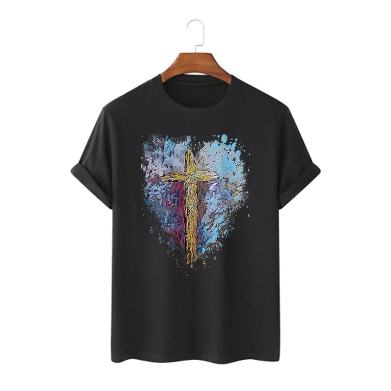 Christianartworkshop Maglietta a maniche corte con scritta "Incrocia il mio cuore" in stile classico - Nero - 2XL - image 3