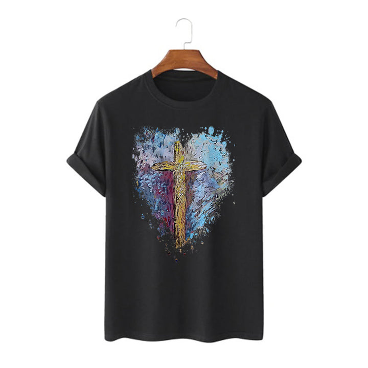 Christianartworkshop Maglietta a maniche corte con scritta "Incrocia il mio cuore" in stile classico - Nero - 2XL - image 3