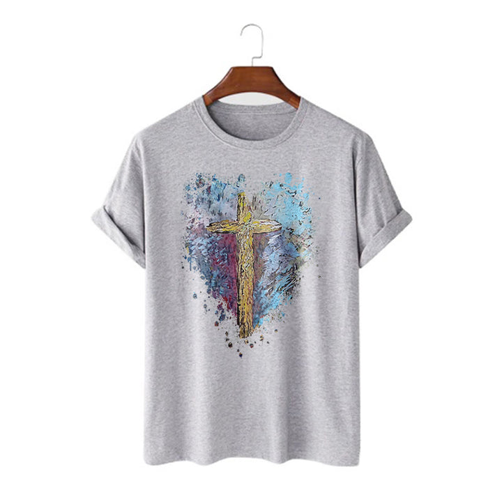 Christianartworkshop Maglietta a maniche corte con scritta "Incrocia il mio cuore" in stile classico - Grigio - 2XL - image 18