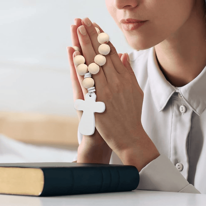 Christianartworkshop Rosario tascabile multiuso in legno per battesimo, preghiera, decorazioni per feste - image 7