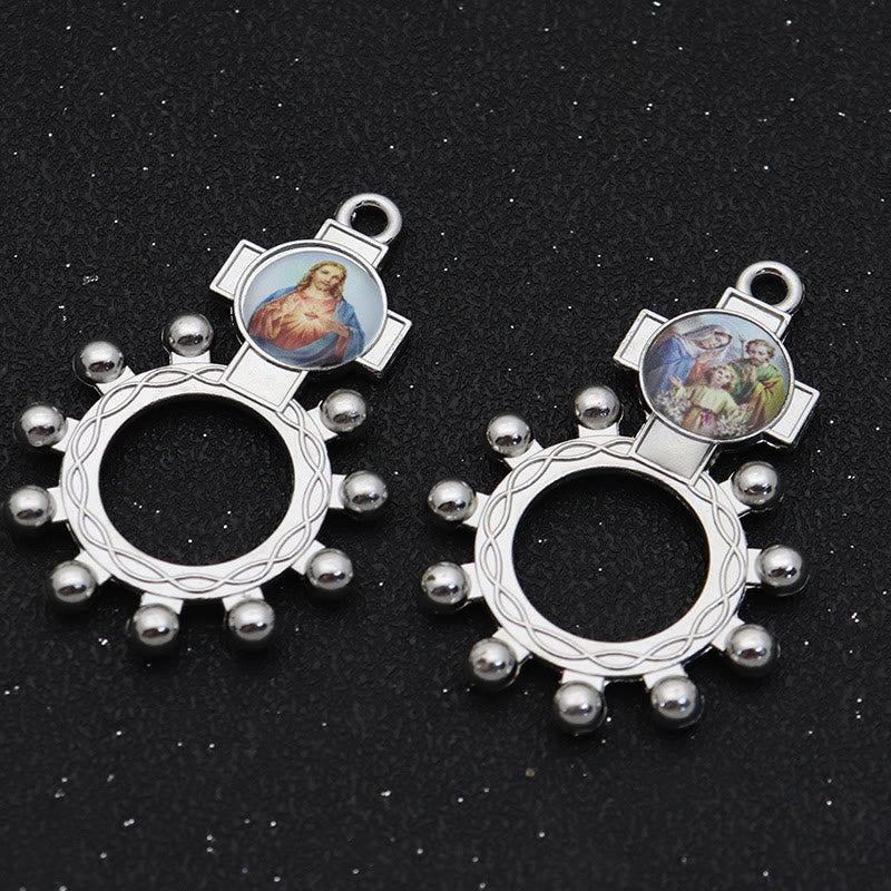 Christianartworkshop 2 pezzi/set Cuore Immacolato di Maria Sacra Famiglia Anello Rosario Decina da Dito - 2 pezzi/set - image 0