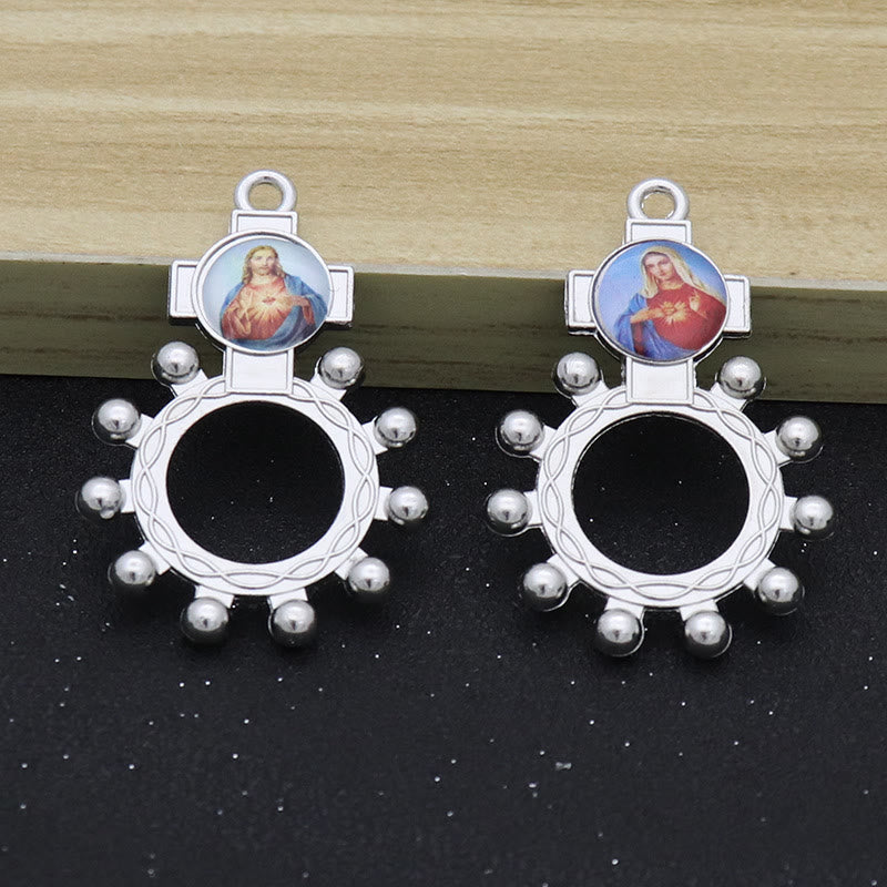 Christianartworkshop 2 pezzi/set Cuore Immacolato di Maria Sacra Famiglia Anello Rosario Decina da Dito - image 3