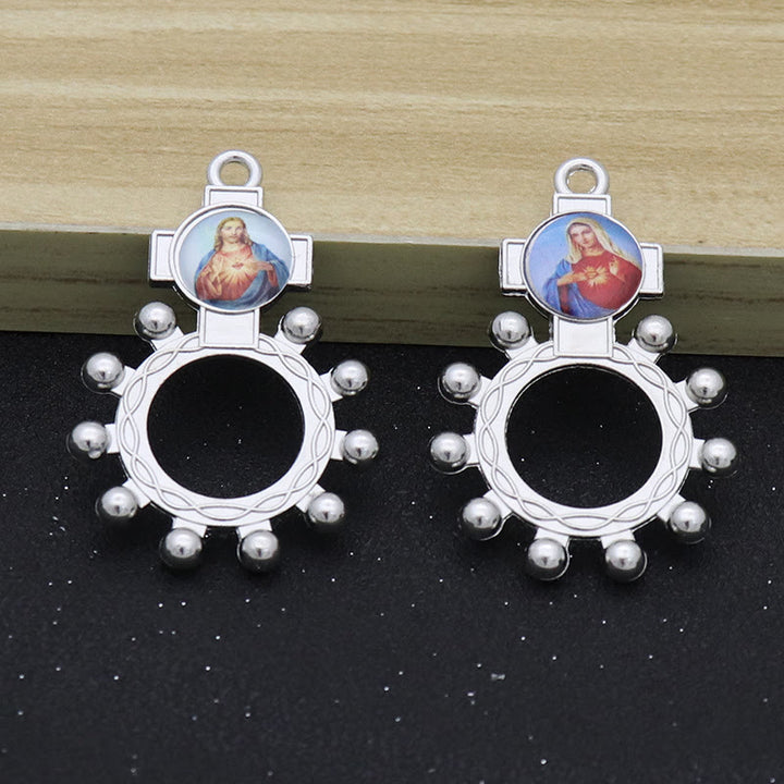 Christianartworkshop 2 pezzi/set Cuore Immacolato di Maria Sacra Famiglia Anello Rosario Decina da Dito - image 3