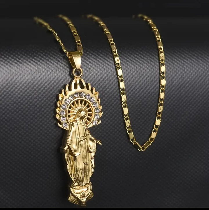 Collana con ciondolo di lusso in stile Christianartworkshop Assunzione della Vergine Maria, Nostra Signora di Guadalupe - Assunzione della Vergine Maria - image 0