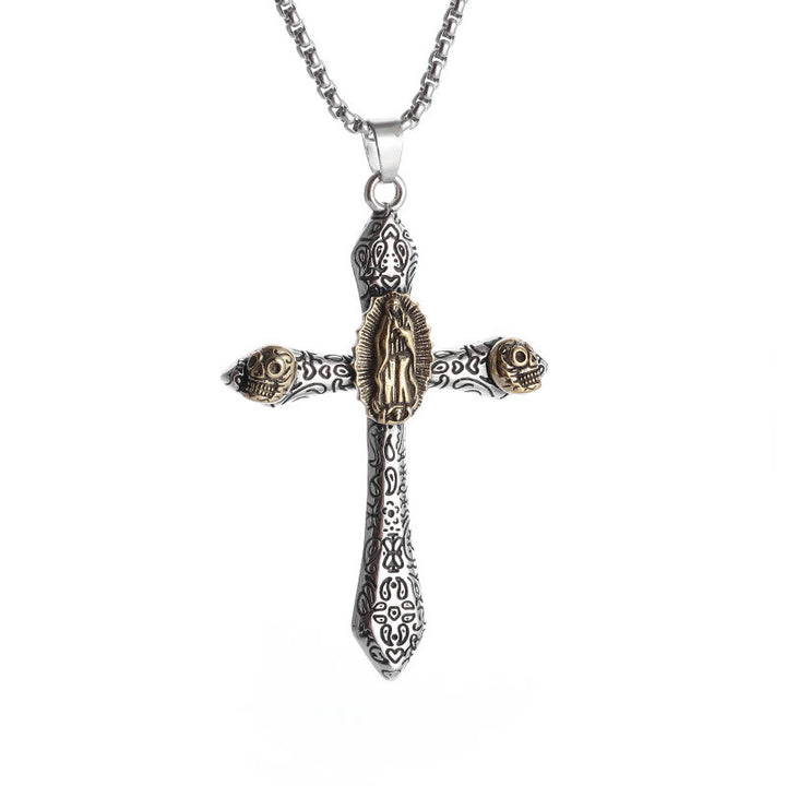 Christianartworkshop Collana con ciondolo in stile classico con crocifisso retrò della Madonna di Guadalupe - image 5