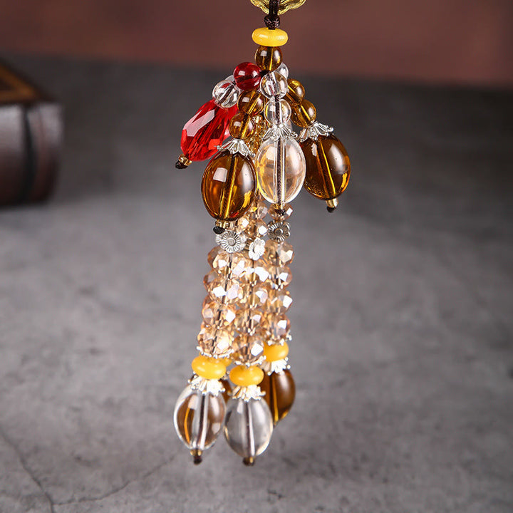 Christianartworkshop Ciondolo per auto in stile moderno, crocifisso artigianale, nappe di cristallo, ornamenti da appendere all'auto  - image 8