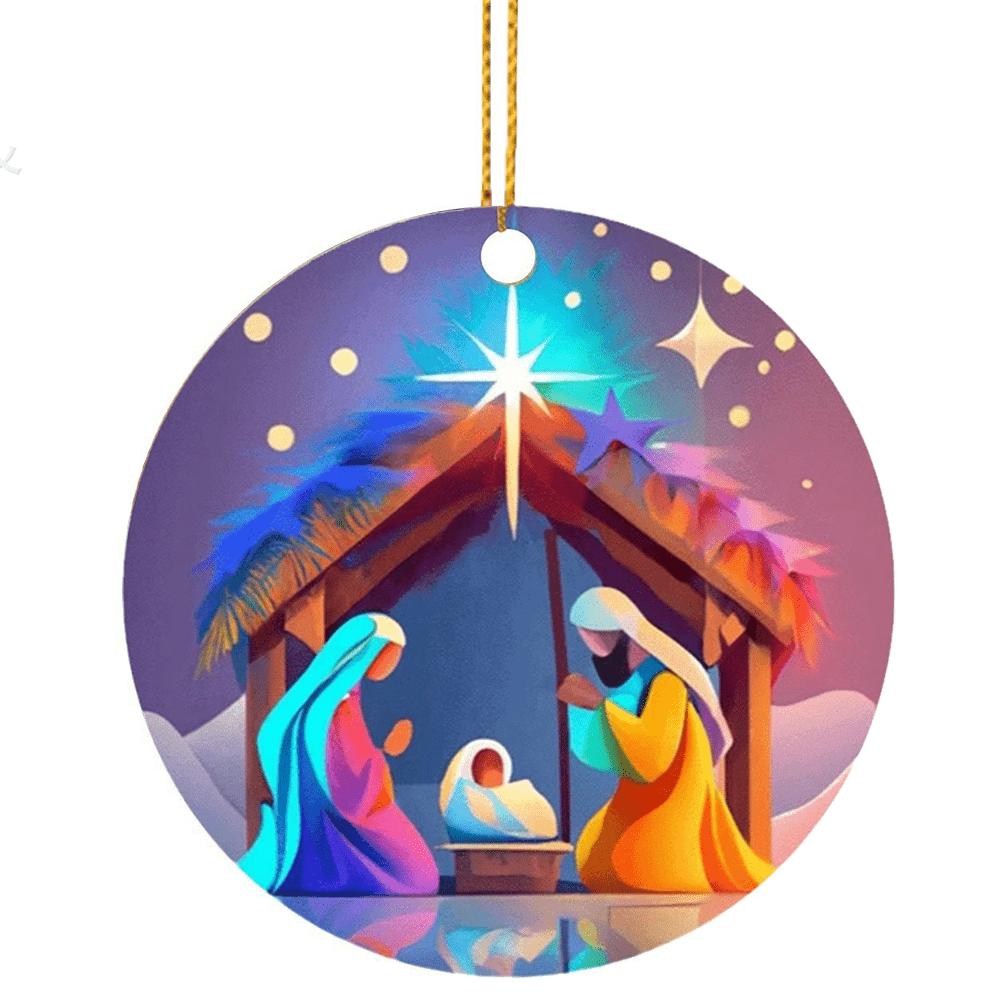 Christianartworkshop Astratto Stile Cartone Animato Natività Benedizione Natale Ornamenti da Appendere C - image 5