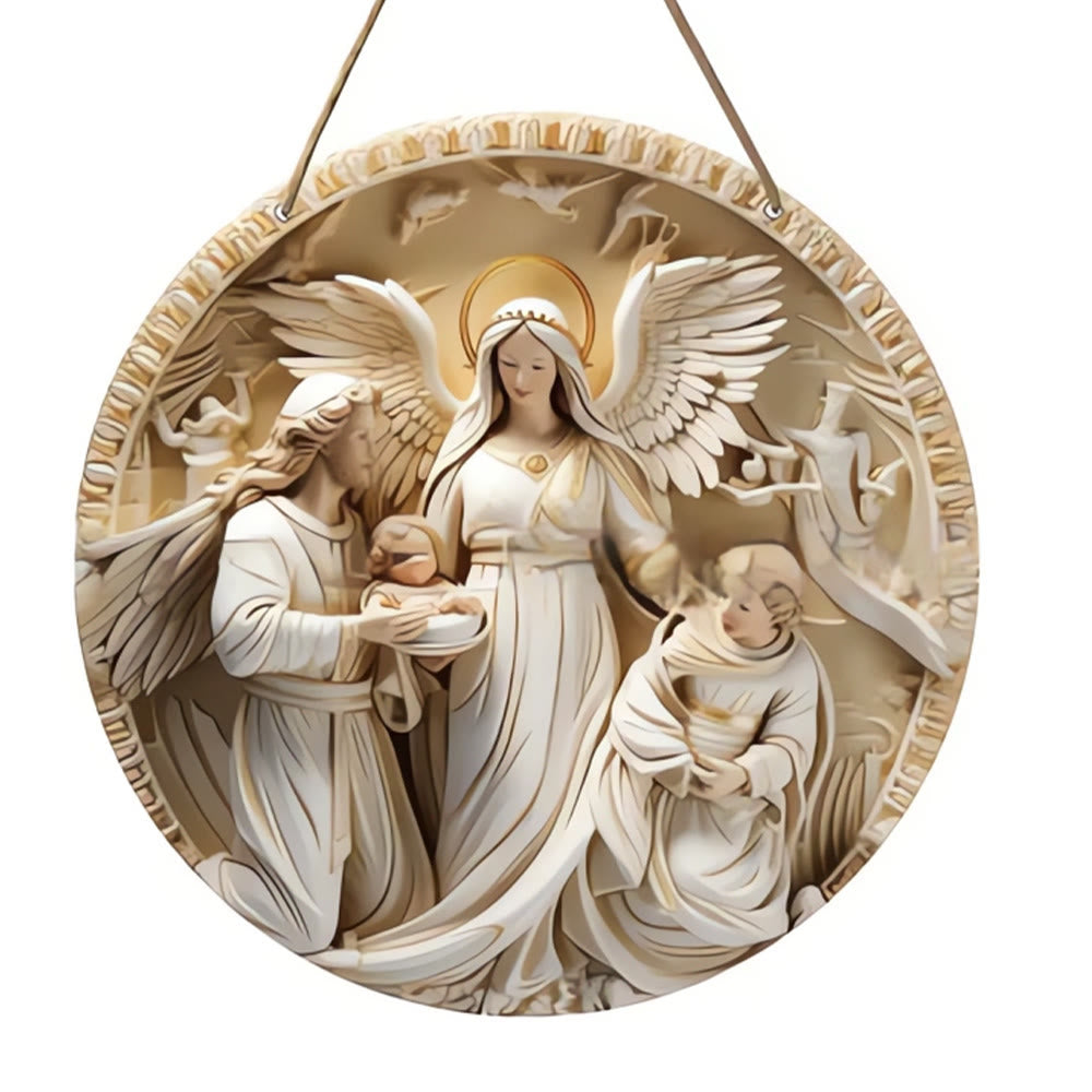 Christianartworkshop Stili di scultura realistici Sacra Famiglia Natività Ornamenti da appendere C - Presepe - image 0