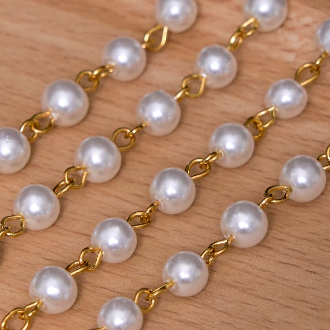 ChristianartworkshopMedaglia di San Benedetto e crocifisso con catena in lega di perle bianche rotonde da 6 mm Rosario - image 5