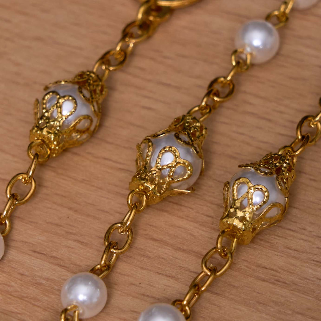 ChristianartworkshopMedaglia di San Benedetto e crocifisso con catena in lega di perle bianche rotonde da 6 mm Rosario - image 4