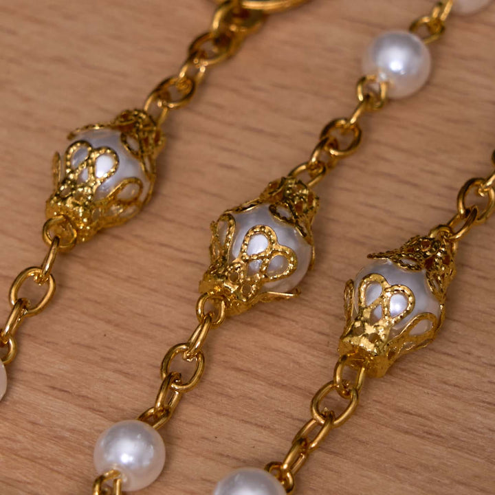 ChristianartworkshopMedaglia di San Benedetto e crocifisso con catena in lega di perle bianche rotonde da 6 mm Rosario - image 4