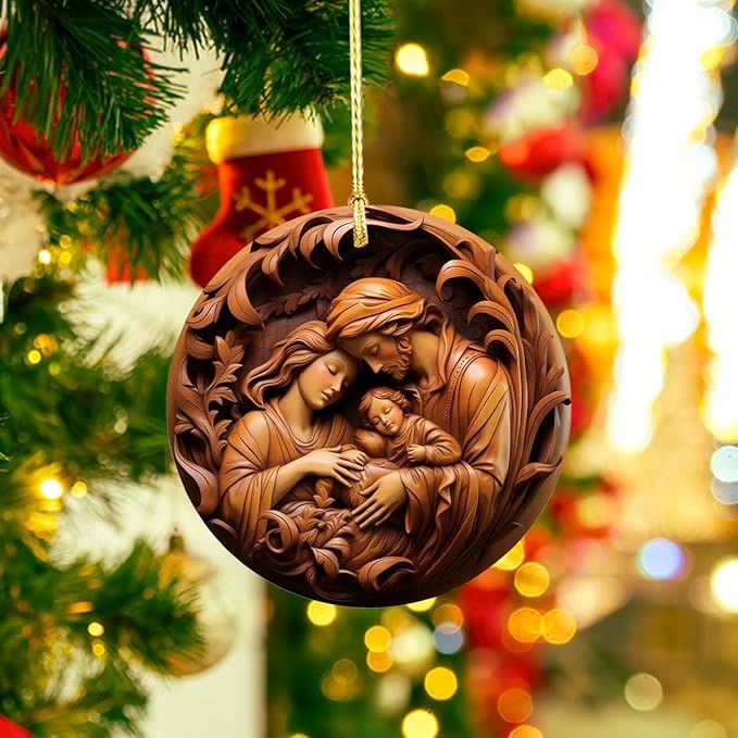 Christianartworkshop Decorazioni natalizie da appendere in stile retrò Natività A - Ceramica - image 0