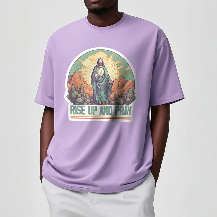 Christianartworkshop Maglietta a maniche corte in stile classico "Rise Up and Pray" - image 16