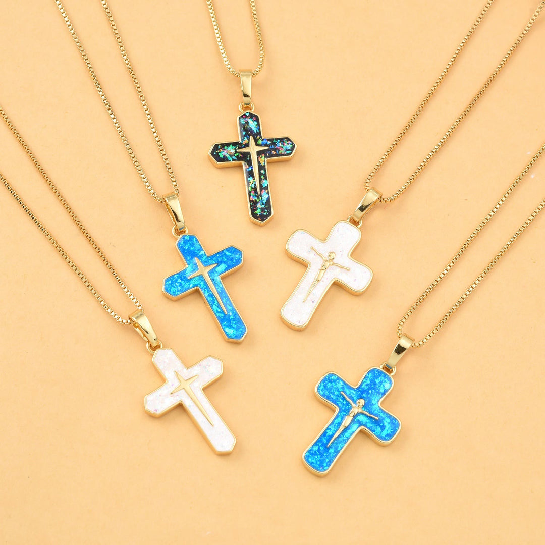 Christianartworkshop Collana con ciondolo in rame con crocifissione in stile minimalista - image 0