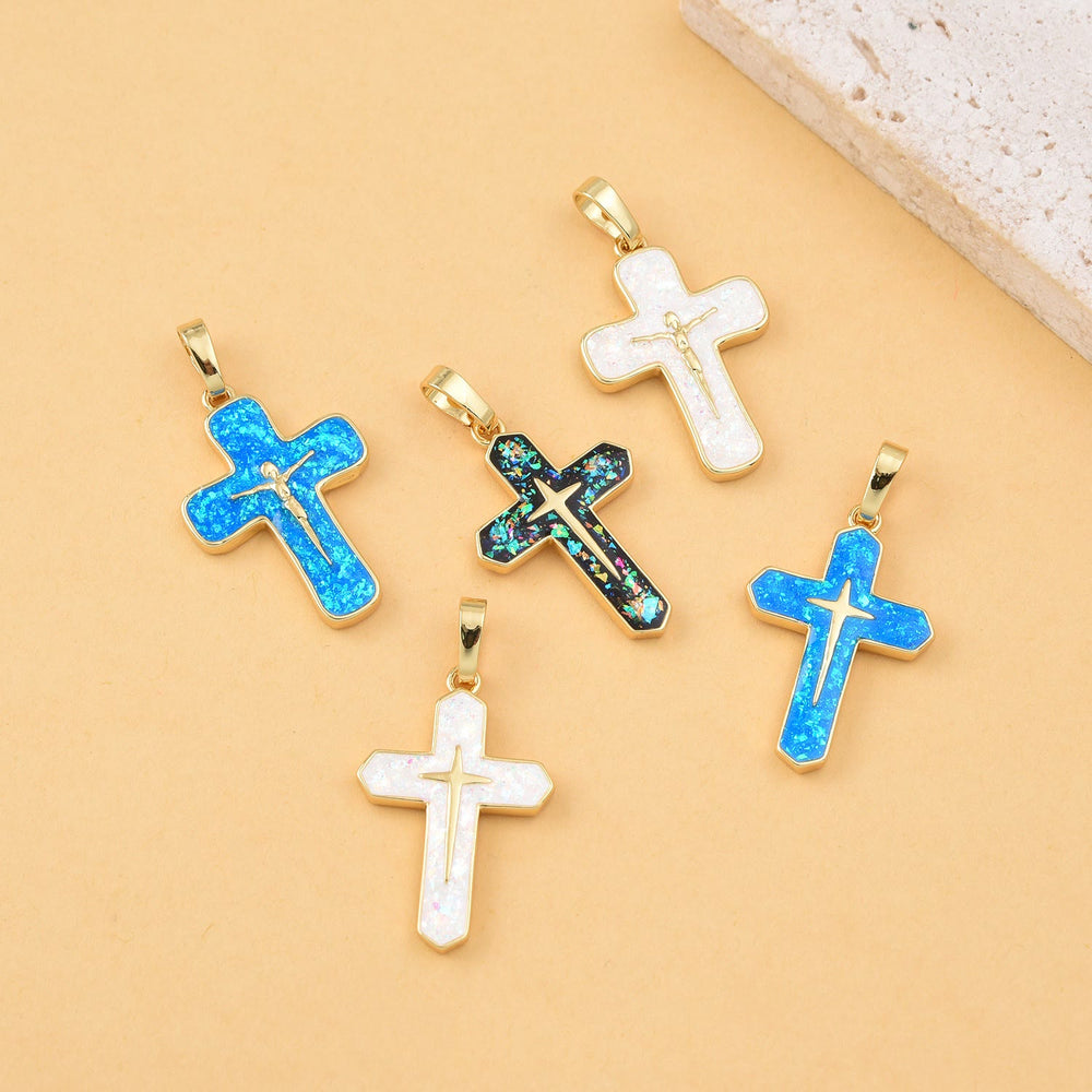 Christianartworkshop Collana con ciondolo in rame con crocifissione in stile minimalista - image 1