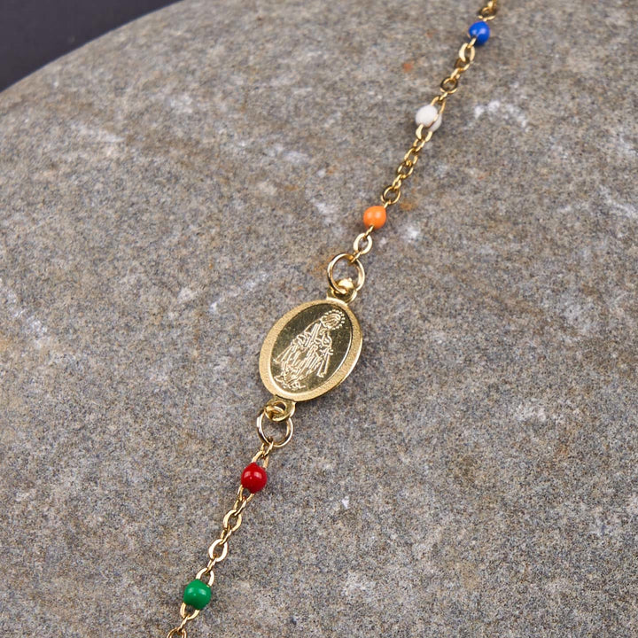 Christianartworkshop Collana con catena per clavicola colorata, stile fresco ed elegante, con croce e 5 medaglie - Assunzione della Vergine Maria - image 10