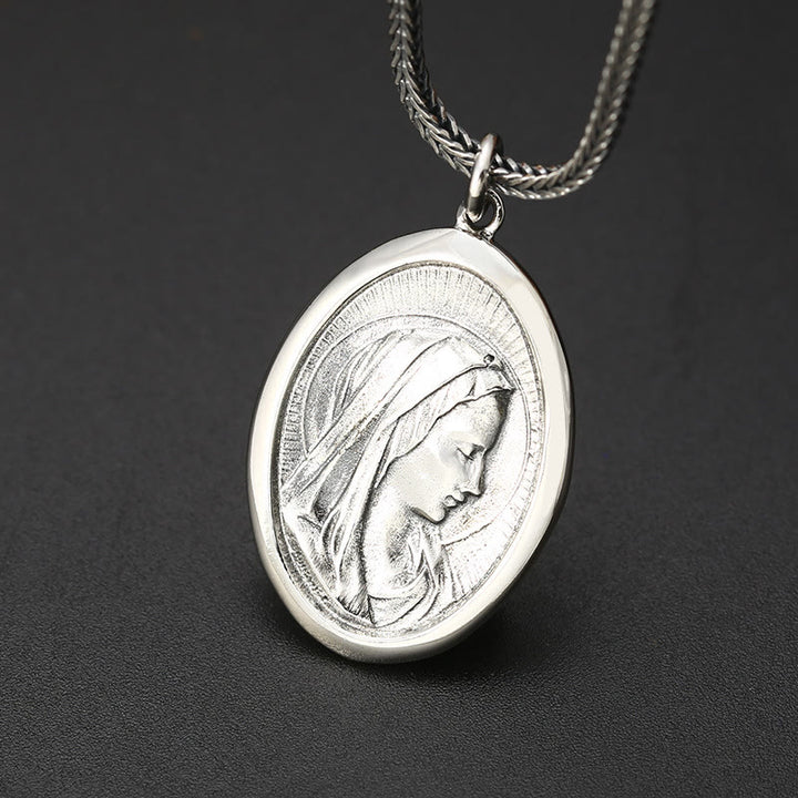 Collana con ciondolo di alta qualità con avatar della Vergine Maria in stile classico Christianartworkshop - image 3