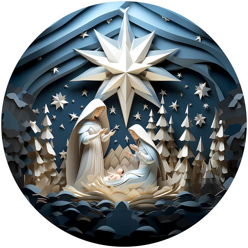 Christianartworkshop Serie Blu 10 Stili Natività Decorazioni Festive Ornamenti Sospesi I - Presepe - image 0