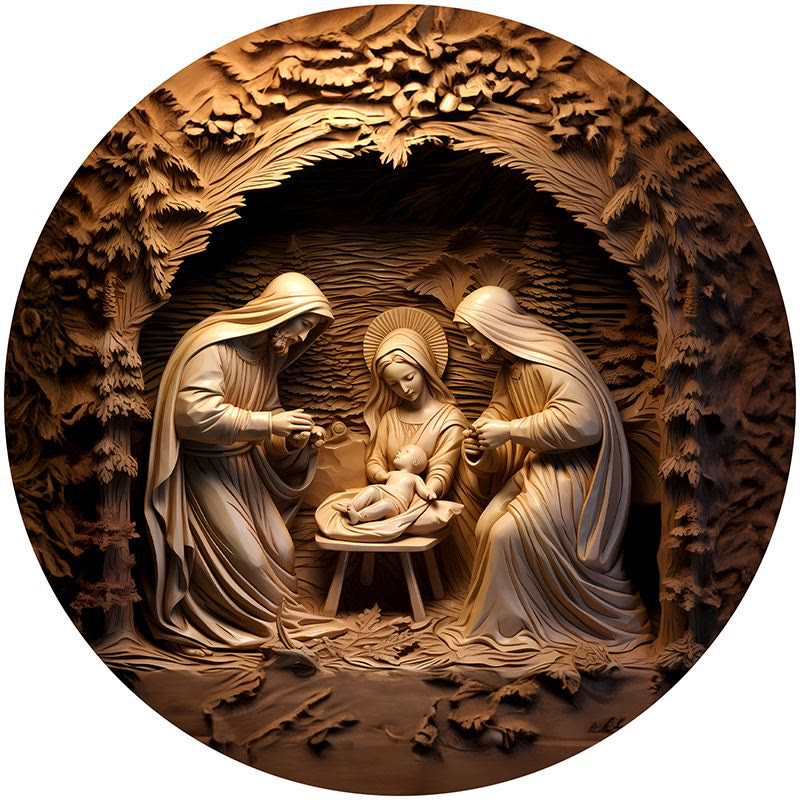 Christianartworkshop Serie Marrone 8 Stili Cristo Natività Decorazioni Festive Ornamenti Sospesi C - Presepe - image 0