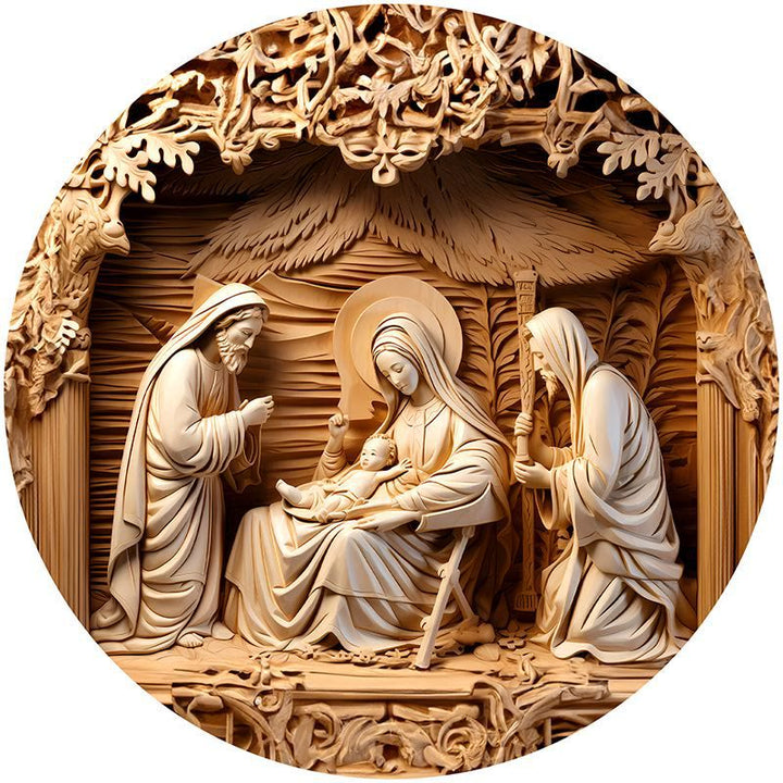 Christianartworkshop Serie Marrone 8 Stili Cristo Natività Decorazioni Festive Ornamenti Sospesi D - Presepe - image 0
