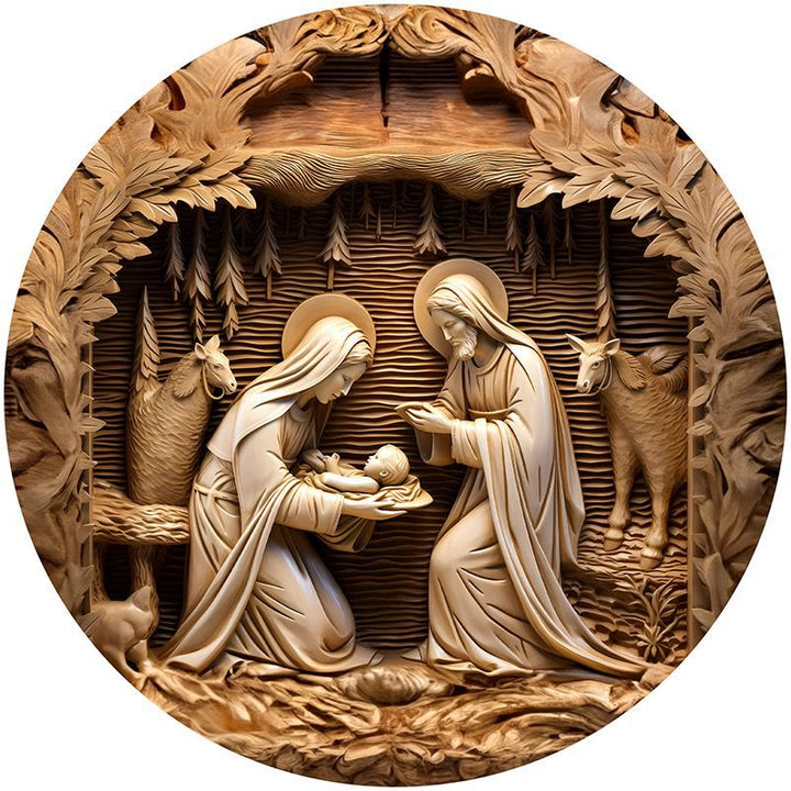 Christianartworkshop Serie Marrone 8 Stili Cristo Natività Decorazioni Festive Ornamenti Sospesi F - Presepe - image 0