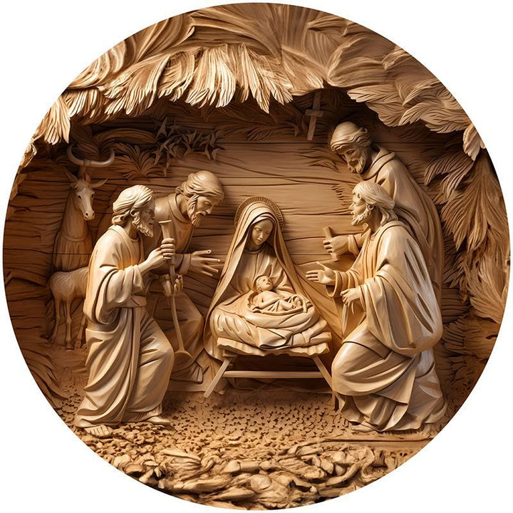 Christianartworkshop Serie Marrone 8 Stili Cristo Natività Decorazioni Festive Ornamenti Sospesi G - Presepe - image 0