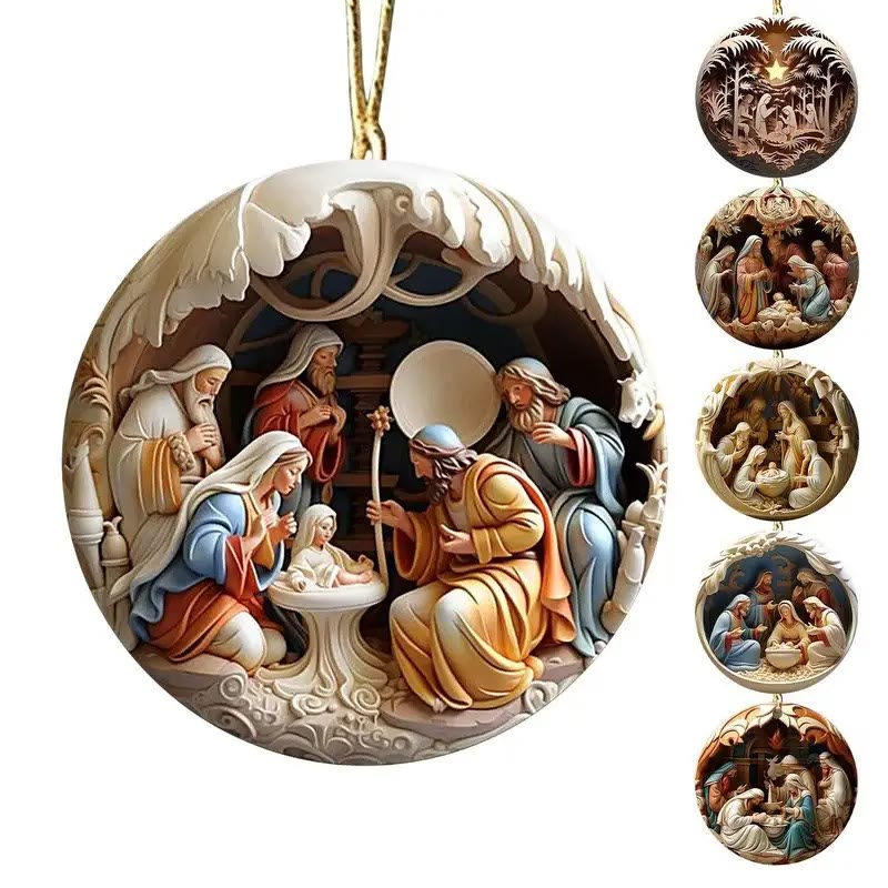 Christianartworkshop Decorazioni per aerei con scena della Natività di Natale: decorazione sospesa della nascita di Gesù (6 opzioni) - image 11