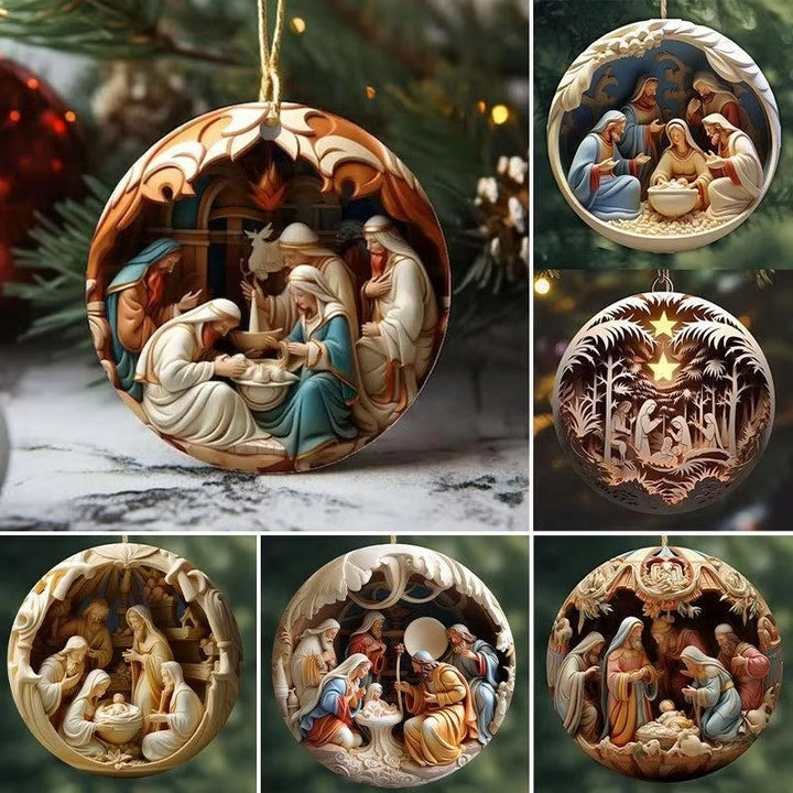 Christianartworkshop Decorazioni per aerei con scena della Natività di Natale: decorazione sospesa della nascita di Gesù (6 opzioni) - Stile 1 - Acrilico - image 0