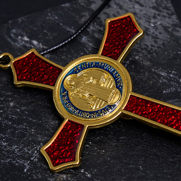 Collana con ciondolo di grandi dimensioni con crocifisso artigianale rosso/blu in stile classico Christianartworkshop (5 colori) - image 10