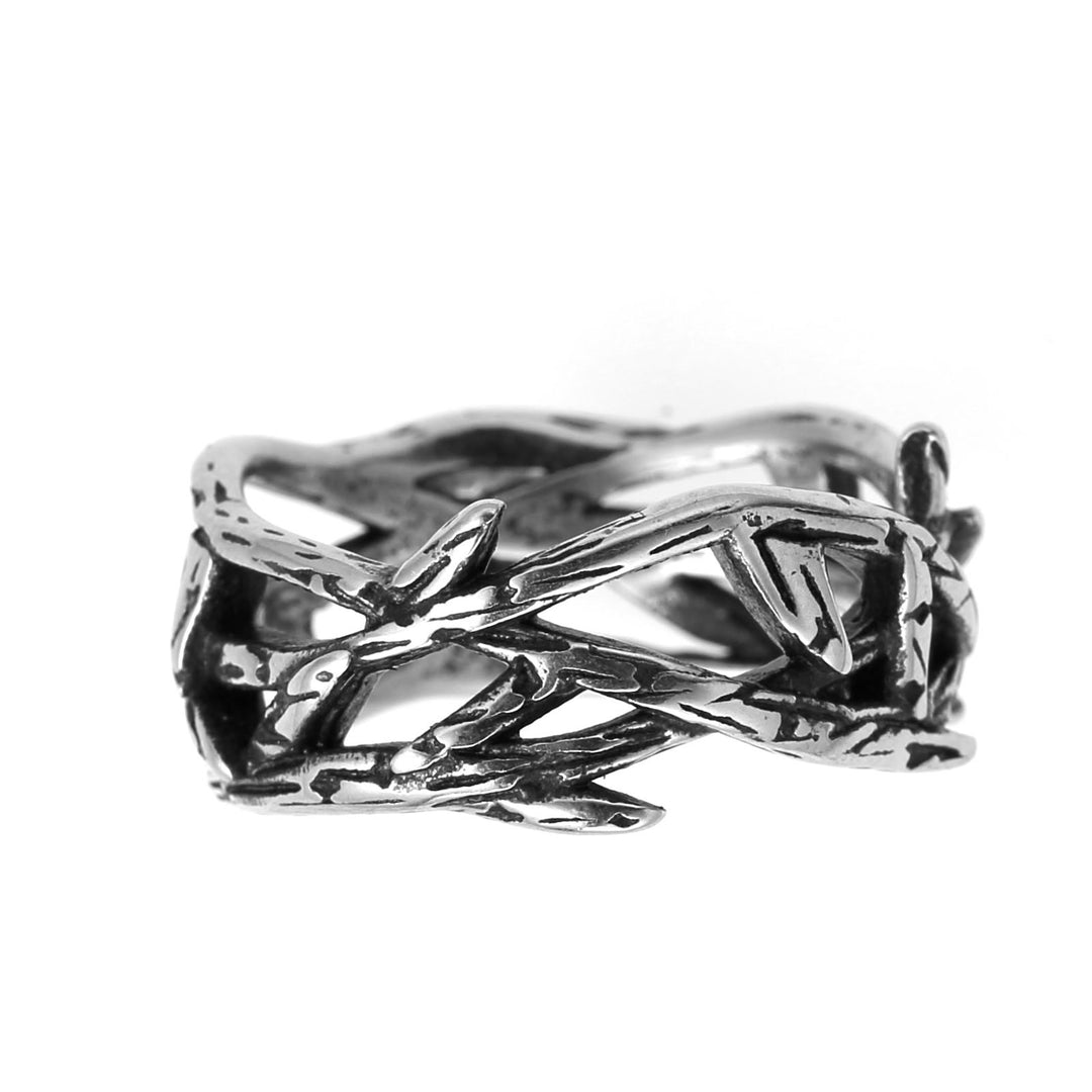 Anello in acciaio al titanio con corona di spine di Gesù in stile retrò realizzato da Christianartworkshop - image 4