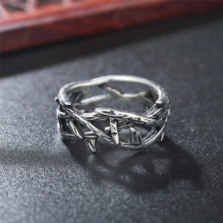 Anello in acciaio al titanio con corona di spine di Gesù in stile retrò realizzato Christianartworkshop - US 12 - image 0