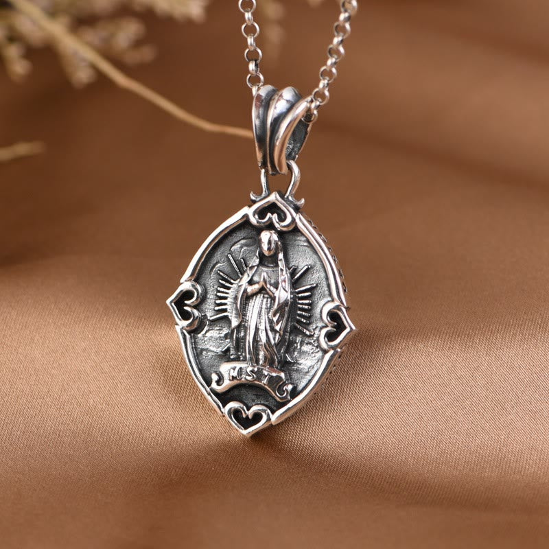 Collana con ciondolo in argento sterling di Nostra Signora di Guadalupe, realizzata artigianalmente in stile retrò Christianartworkshop - image 3