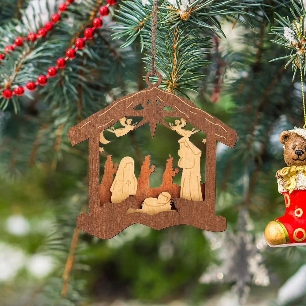 Christianartworkshop Ciondolo per presepe in stile minimalista classico, ornamenti natalizi da appendere - image 1